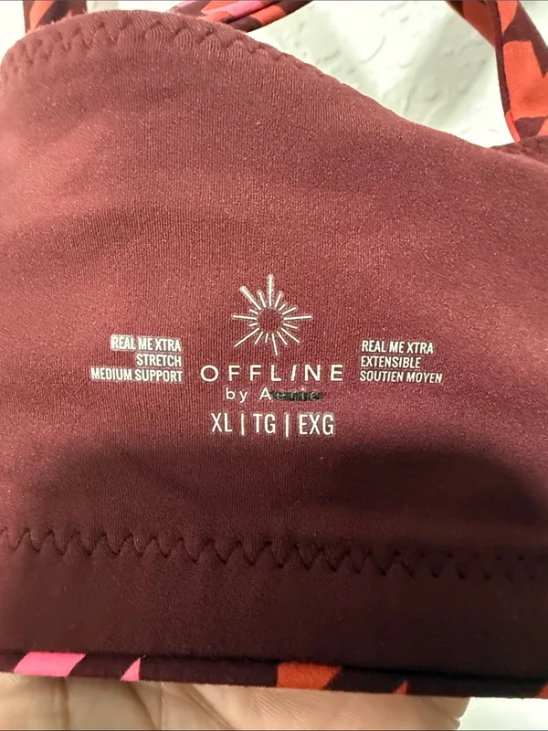 NWOT Offline by Aerie Red & Pink Patterned Crop Bralette Size XL - Image 16