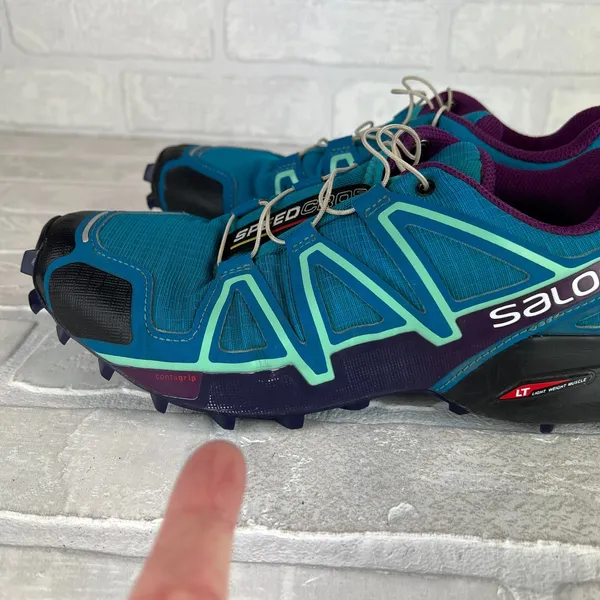 Salomon Speedcross 4 Shoes Womens 8.5 Blue Purple Trail Running Quicklace Lugs - Image 8