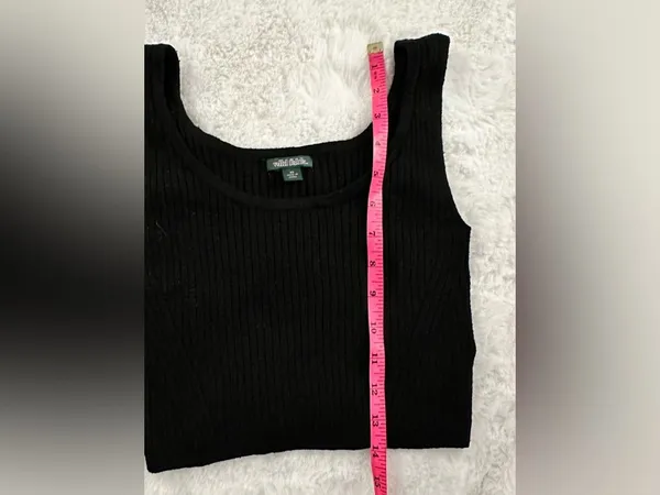 WILD FABLE Black Ribbed Cropped Tank Top Sleeveless Soft Stretch Knit XS - Image 4