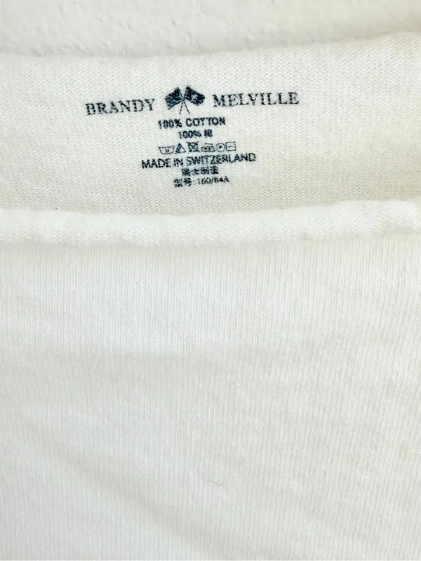 Brandy Melville White Off the houlder Crop Top 100% Cotton - Image 2
