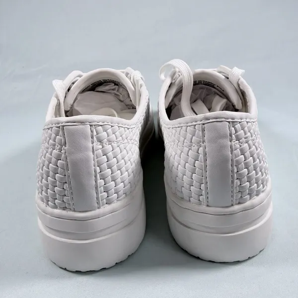 On‎ 34th Size-6M Women's Lusille Woven Lace-up Sneakers, White - Image 11