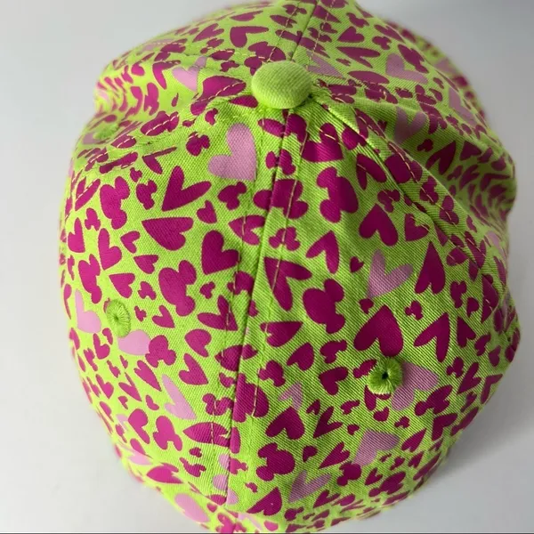 Disney Parks neon green pink hearts Mickey Mouse ears cap hat adult - Image 5