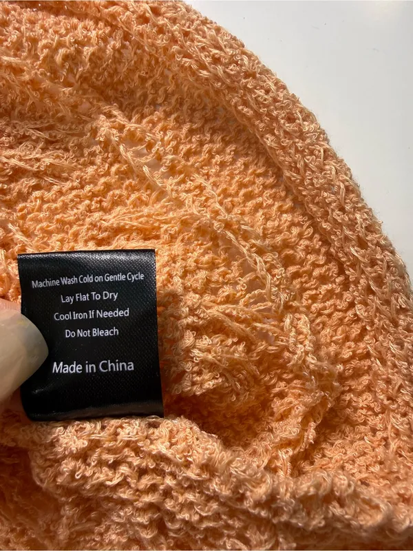 POL Cropped Cable Knit Sweater in Peach - Image 7