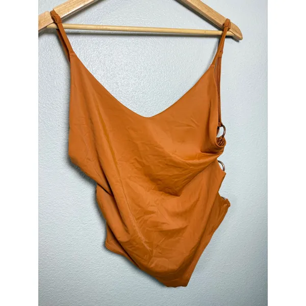 Aerie Women XL Burnt Orange O-Ring Side Cutout V-Neck One‎ Piece Swimsuit - Image 3