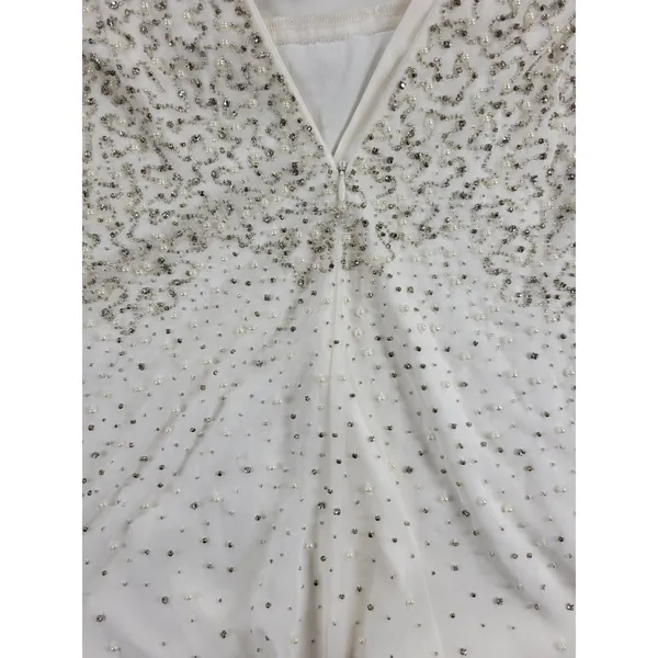Anthropologie Womens Dress Sz S White Silver Rian Beaded Embellished Halter Maxi - Image 12
