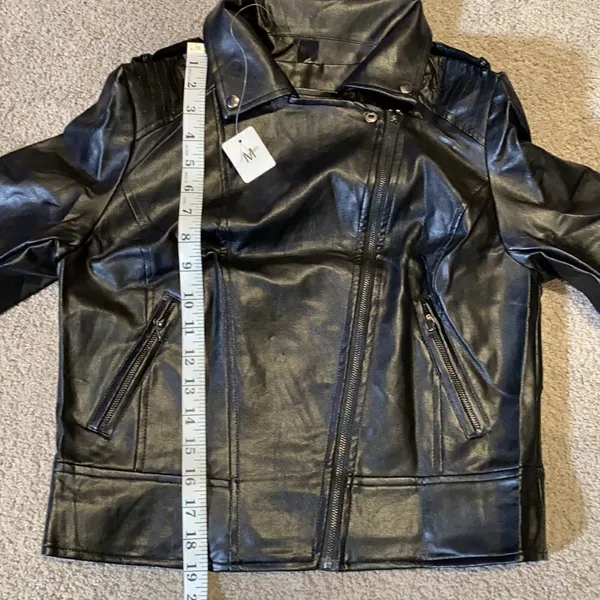 Women’s Black Faux Leather Jacket M Lil Peep NWT - Image 7