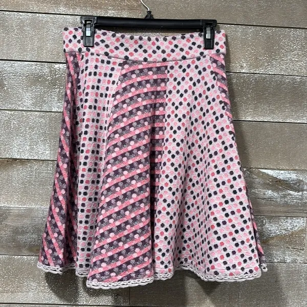 Anthropologie MOTH mini skirt polka dot wool knit circle skater design size M - Image 5