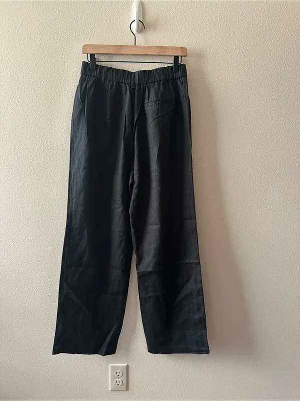 NWT Quince 100% European Linen Pleated Trouser black size 8 - Image 12