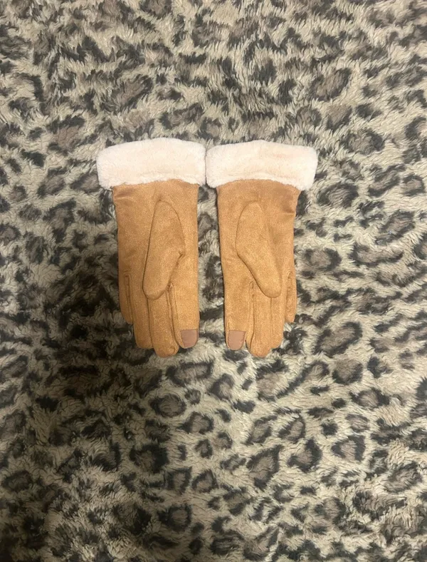 Fashion Gloves Faux-Shearling Cuff Suede - Image 4
