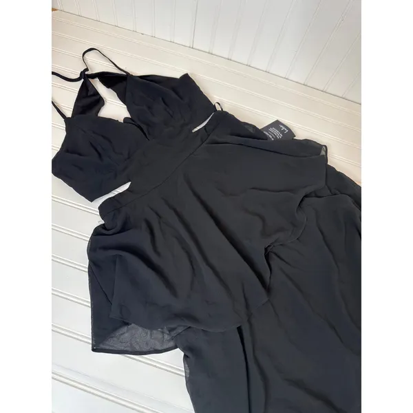 NWT Lulus Tier and Now Black Tie-Back Tiered Maxi Dress Wedding Prom Bride XXS - Image 3