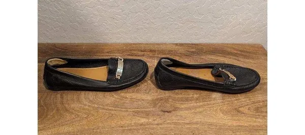 COACH WOMEN'S “OLIVE” Black PEBBLE GRAIN LEATHER LOAFER SHOE SZ 7 A7751 - Image 6