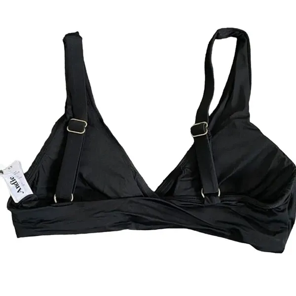 NWT Andie The Belmar Top Twisted V Neck Plunge Bikini Top Removable Cup M Black - Image 5