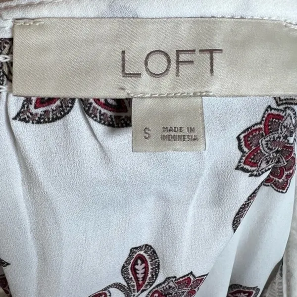Loft long sleeve white floral print blouse top size small - Image 8