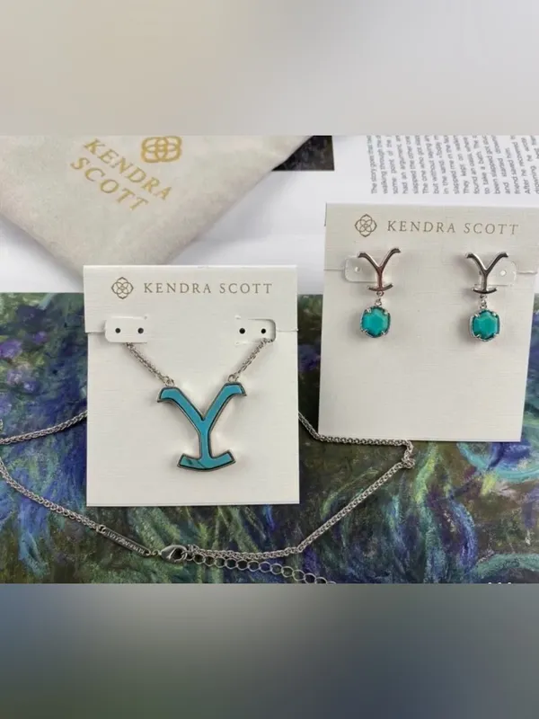Kendra Scott x Yellowstone Dutton Drop Earrings Vintage Silver Turquoise - Image 5