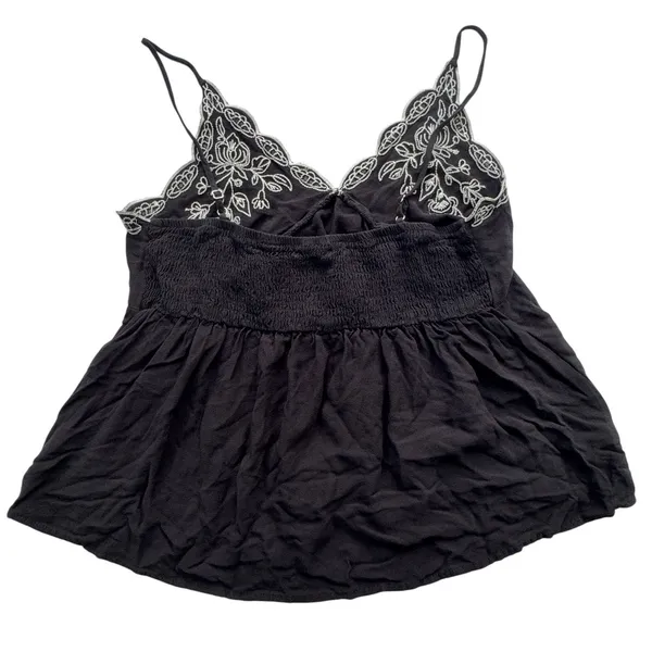 Love On A Hanger Black Floral Babydoll Cami Womens Large Embroidered Smocked Top - Image 12