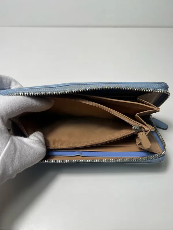 Coach Periwinkle Light Blue Leather Accordion Continental Zip Around Long Wallet - Image 10