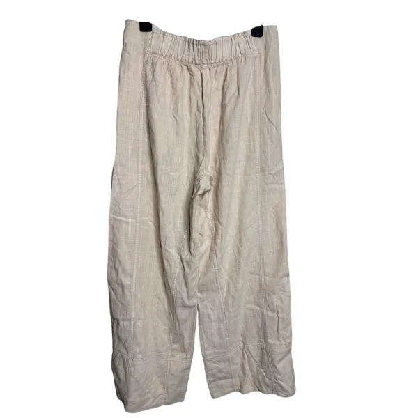 Free People Day’s End Linen Pull On Wide Leg Pants Women’s Medium Beige - Image 2