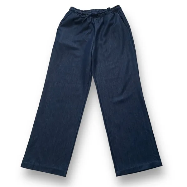 Glassworks London Dark Wash Denim Wide Leg High Rise Pants Drawstring‎ Waist - Image 2