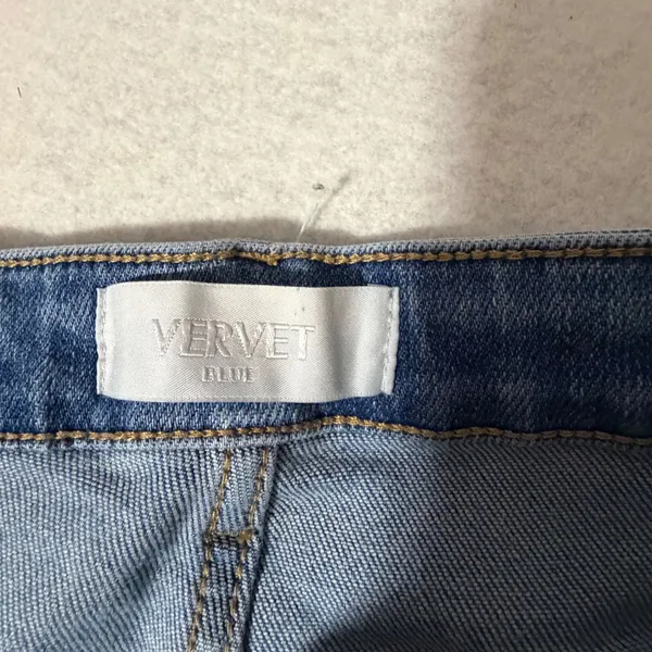 Vervet Blue Womens Medium Wash Distressed Straight Leg Jeans Measured Size 24 - Image 2