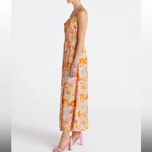 Floral Maxi Dress with Orange and Pink Accents MASON‎ & BELLE Josie Maxi Dress - Image 3
