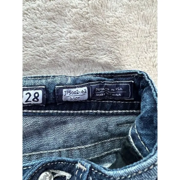 Miss Me Women's Bootcut Jeans Size 28 Blue Rhinestone Studded Flap Pocke… - Image 8