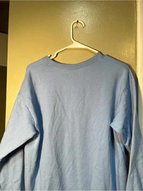 Eddie Bauer Women's Size Small Crewneck Sweatshirt‎ Light Blue Slit Sides Fleece - Image 8