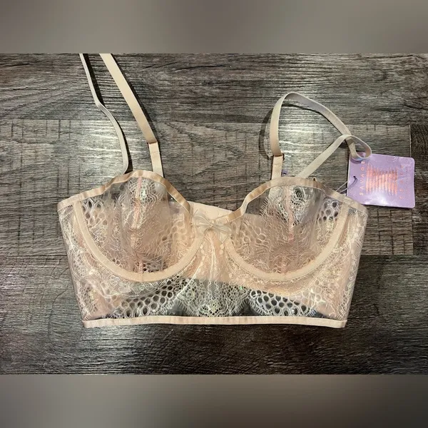 NWT Savage x Fenty Lace and Vinyl Bra - Image 3