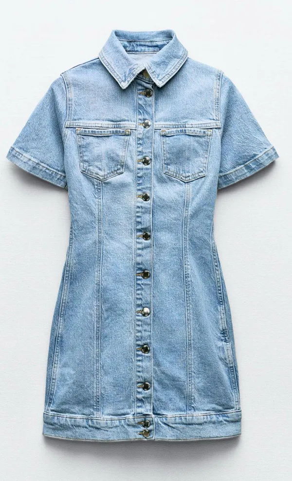 Zara Z1975 FITTED DENIM MINI DRESS - Image 2