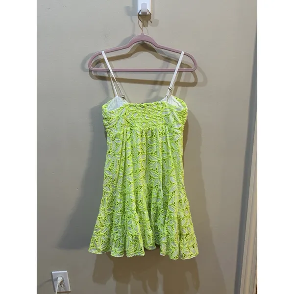 LILLY PULITZER BRIANA FIT FLARE EYELET LACE GREEN DRESS size 00 NWT MSRP $218 - Image 3