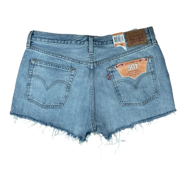 Levi’s 501 Distressed Denim Butterfly Buttons Jean Shorts NWT - Image 2