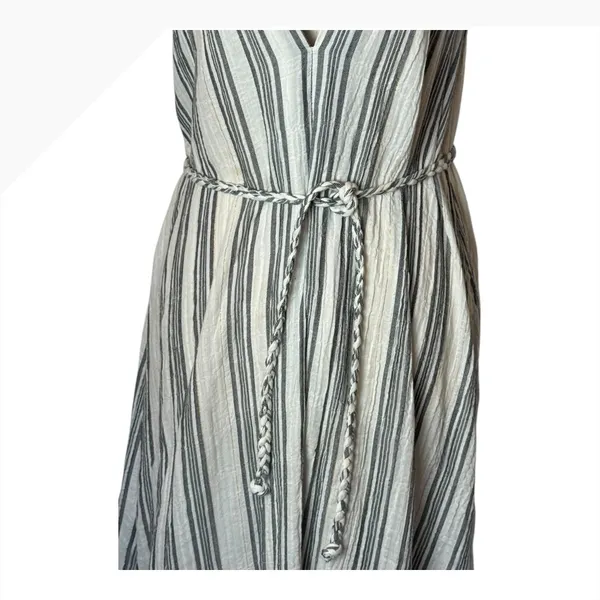 LoveShackFancy Dress Women XS Ivory Gray Striped Georgica Maxi Luxury‎ Boho - Image 10