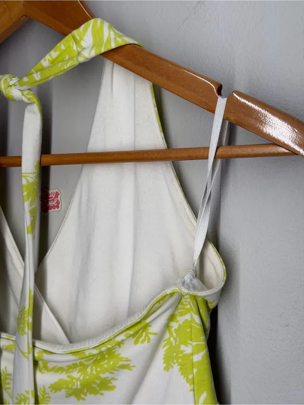 Liz Claiborne Y2K Tropical Halter Top Lime Green White Resort Coquette Vacation‎ - Image 6