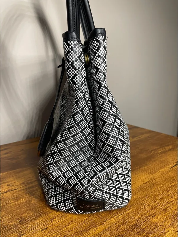 Lauren Ralph Lauren Millbrook Market Tote Geometric Preppy - Image 4