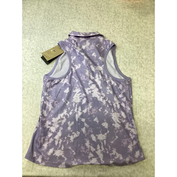 Nike‎ Womens Dri-FIT Golf Polo Sleeveless Purple Abstract Slim Fit FZ6891-533 S - Image 5
