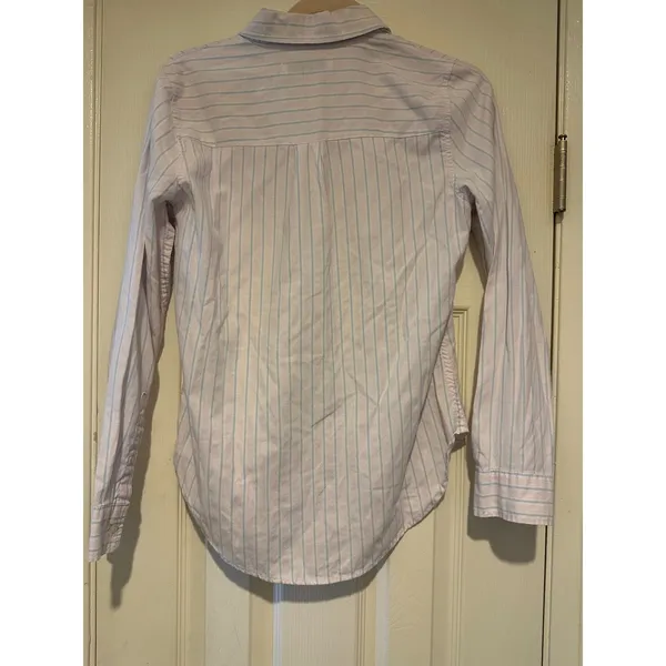 Abercrombie & Fitch Striped Button Down Shirt Small Pink‎ Blue Coastal Preppy - Image 3