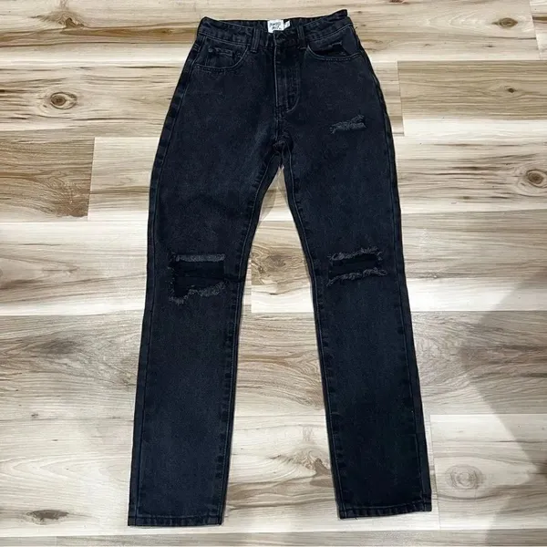 Princess Polly Black Distressed Jeans Women’s 0 - Image 2