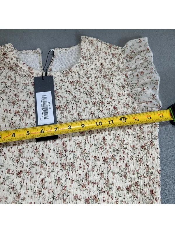 S.DEER Floral Smocked Maxi Dress Women’s Small NWT Cream Cottagecore Ruffle - Image 3