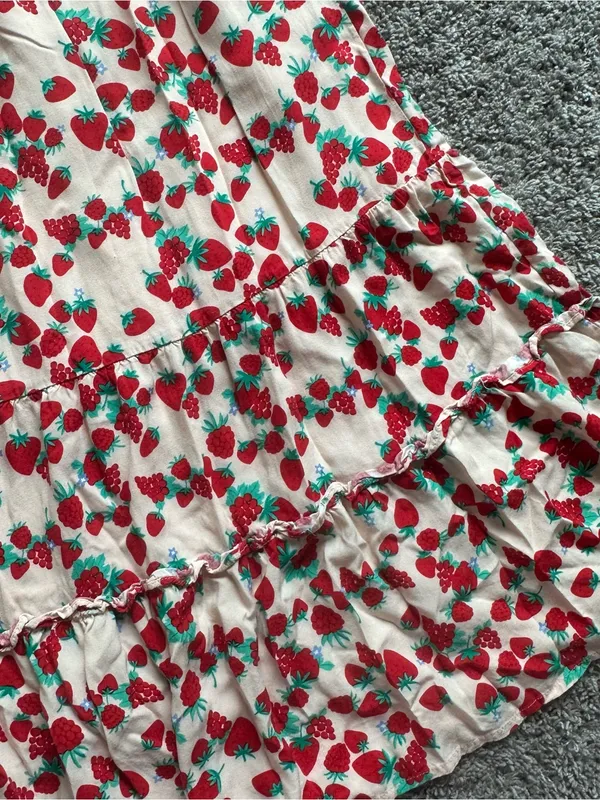Betsey Johnson Cream Maxi Dress with Red Strawberry Print - Image 3