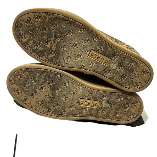 Guess Fiora Wedge Sneaker Lace and Zip Up Brown Cream Gold Shoes Womens 5 M - Image 9