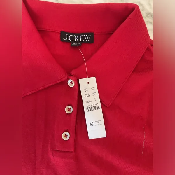 NWT JCrew Perfect-fit shrunken Red polo shirt Sz S Stubborn Green Tape Sold Out - Image 8