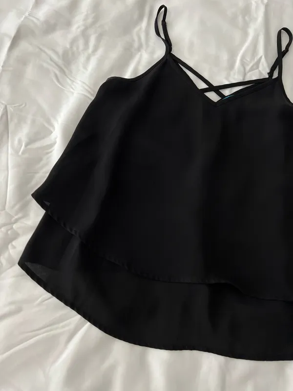 Black Layered Flowy Tank - Image 2