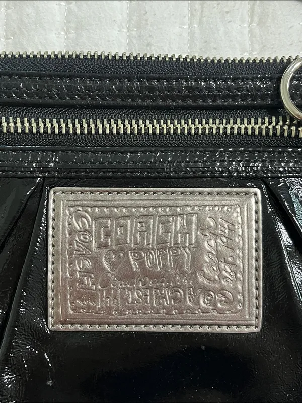 Coach Black Patent Crossbody with Silver Plaque - Image 5