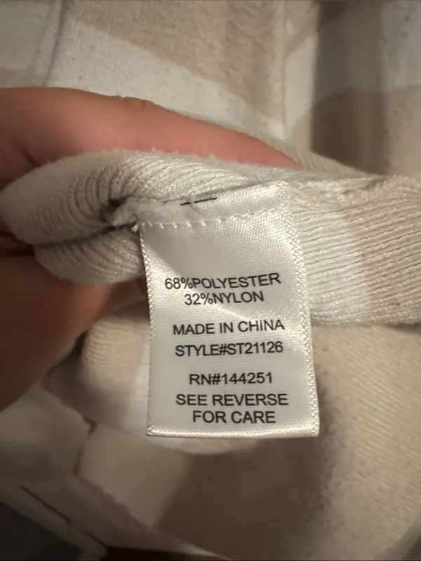 Sincerely Jules Beige and White Striped Half-Zip Sweater - Image 3