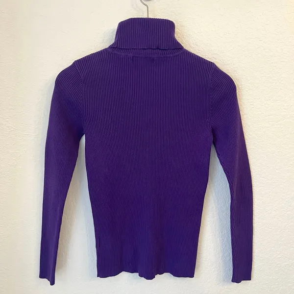 Lauren Ralph Lauren Turtleneck Sweater Women‎ XS Ribbed Purple - Image 3