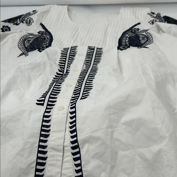 Embroidered White and Black Mini Dress - Image 16