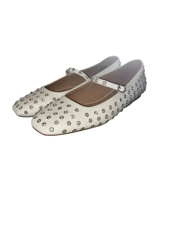 Ellidy Ballet Flat Studded Mary Jane embellished white leather Lolita glam - Image 6