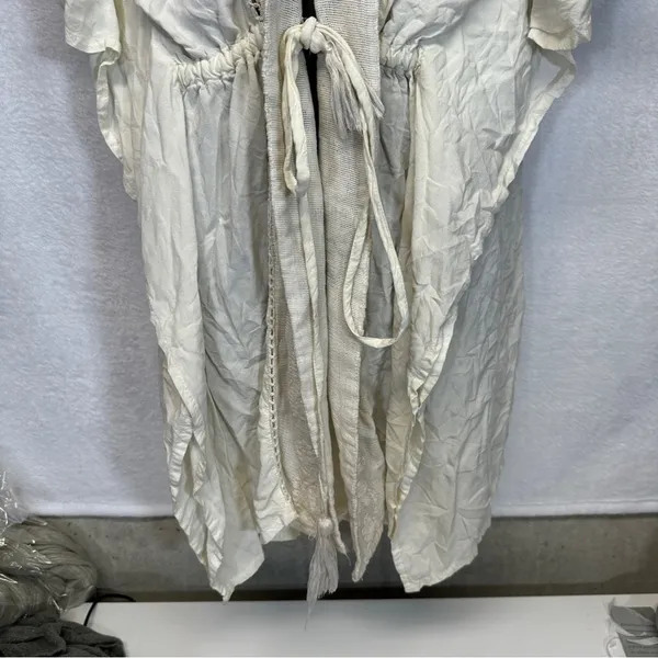 Sweet Magnolia Off White‎ Cream Lace Tie Waist Lightweight Cardigan OS - Image 3