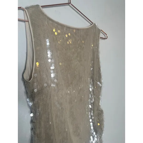 STAUD Off-White Sequin Mini Sleeveless Cocktail Eton Sparkle Dress size Small - Image 4