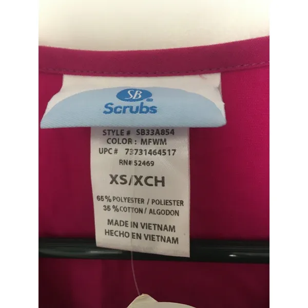 Simply Basic Women's Short Sleeve Scrub Uniform Top Nurse Medical Size XS Pink - Image 4