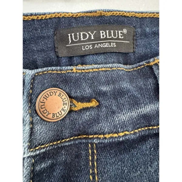 Judy Blue Relaxed Fit Jeans Women’s Size 15/32 Dark Blue Stretchy Tapered Leg - Image 6